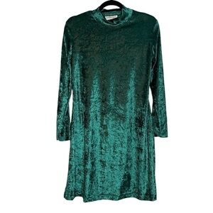 Vintage Cartesian Sport Green Velour Mock Neck Long Sleeve Dress Sz.S